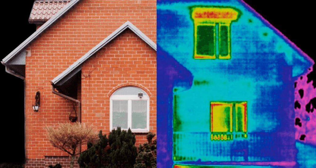 Imagen termográfica para localizar puentes témicos y mejorar el aislamiento térmico de viviendas